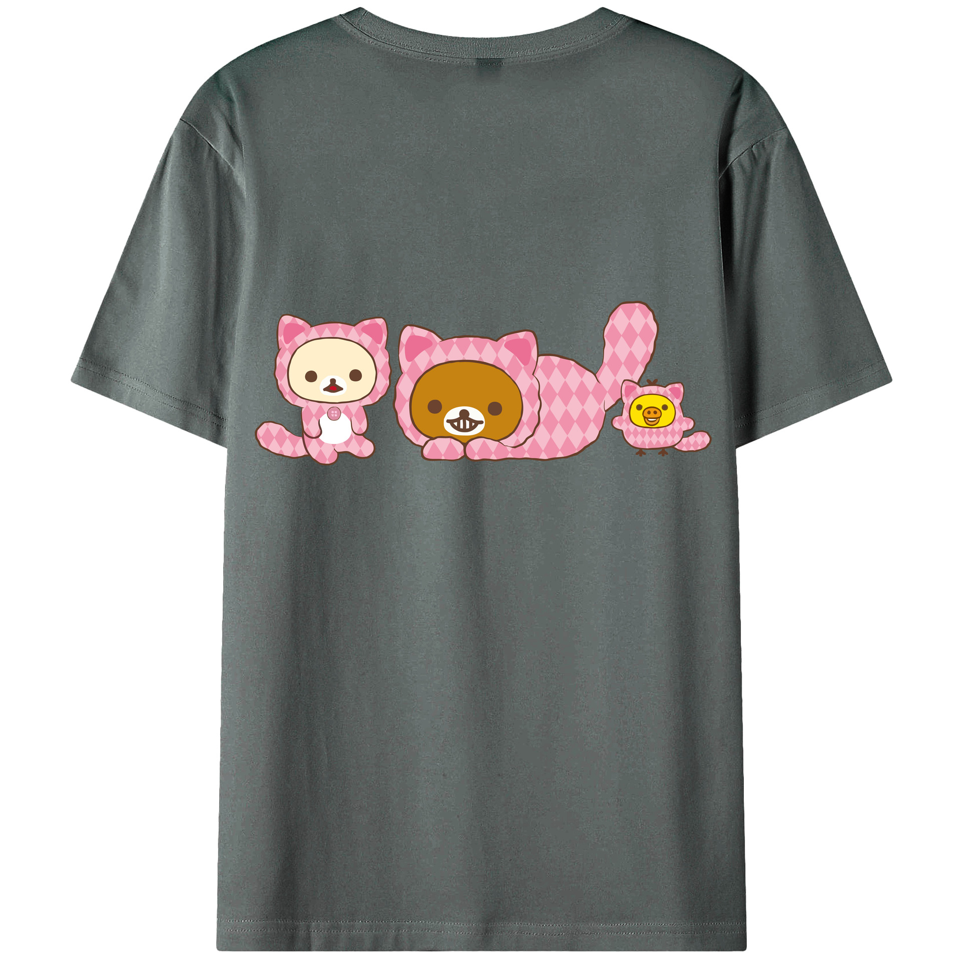 （画像用） リラックマ リラックマ キイロイトリ Rilakkuma Korilakkuma Kiiroitori 綿100％ メンズ半袖Tシャツ（バックプリント） 通気性